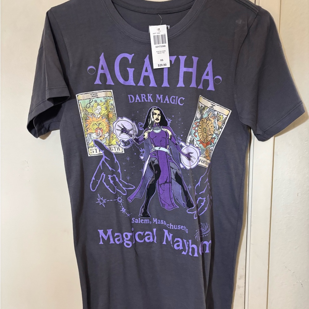 Marvel /Disney NWT Gray and Purple Agatha All Along Short Sleeve Tee
